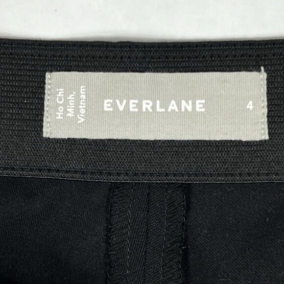 Everlane The Side-Zip Black Flat Front  Cotton Stretch Ankle Crop Pants Women 4 - Picture 7 of 9